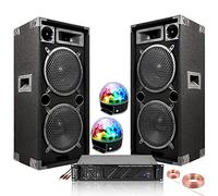 IBIZA Sound Light - Pack Sono 2480W Total - 2 Enceintes STAR210 1000W PMPO - 1 ampli 2x480W AMP300-MKII - 2 Jeux de Lumière Astro