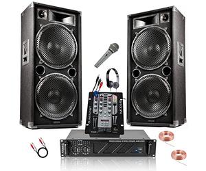 Ibiza Sound Light - Pack Sono DJ avec AMPLI 3200W + 2 Enceintes 1500W + MIXAGE + Casque + Micro + CÂBLES...LA Totale à Prix Fou - PA DJ Sono Mix