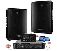 IBIZA Sound Light - Pack Sono DJ Table DE MIXAGE USB Bluetooth - 2 Enceintes 1400W Total - 1 AMPLI Sono 3000W Max - CÂBLAGES OFFERTS - Idéal Grands éspaces Pack Sono DJ