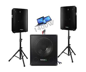 Ibiza Sound Light - Pack Sono Enceinte + CAISSSON DE Basses + Pieds + Cables HP et Cable PC offerts !!! - PA DJ Sono Mix idéal soirée dansante Disco Mobile