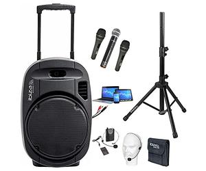 IBIZA Sound Light - PORT12VHF-MKII 700w SYSTÈME DE SONORISATION Portable Autonome - USB-MP3 Bluetooth - 4 MICROS Fil et sans Fil VHF - Pa Sono Enceinte DJ karaoké Discours Fitness