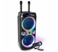 Ibiza Sound - Pack Enceinte Karaoké Columba-Karaoke 1000W USB Bluetooth TWS - 2 Micros sans Fil - Effet Lumière Waterwave Fête Soirée