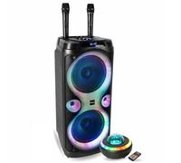 Ibiza Sound - Pack Karaoké Enceinte 1000W Columba-Karaoke USB Bluetooth TWS - 2 Micros sans Fil - Enceinte Lumineuse Nebula Fête