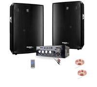 Pack sono 600W total + Ampli PLS1250 + 2 Enceintes 300W PA DJ SONO MIX LED LIGHT soirée Familiale Bar Club Maison Danse
