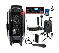 IBIZA SOUND - PORT15 VHF BT + PIED + CÂBLE PC + HOUSSE + 4 MICROS SANS FIL + BALADEUR MP3 PA DJ SONO ASSOCIATION FITNESS CLUB COACH ZUMBA