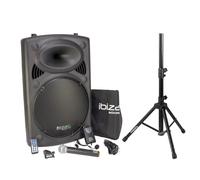 Ibiza Sound - PORT15VHF-BT Système karaoké mobile 800W Noir USB Bluetooth sur batterie + PIED