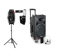 Ibiza Sound Système karaoké mobile PORT15VHF-BT 800W Noir USB Bluetooth sur batterie avec pied