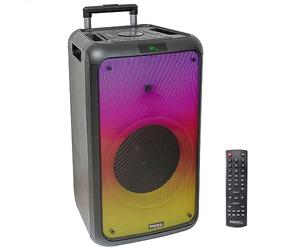 Ibiza - Street-Wave-Max - Enceinte Portable de 600W/12” sur Batterie avec Bluetooth, USB et microSD - Effets LEDs Wave et Connexion sans Fil TWS - Noir