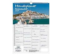 Ibizazauber Calendrier mural familial 4 colonnes A3 Calendrier 2024 Ibiza Eivissa Vacances Plage Mer Méditerranéen Espagne Seelenzauber