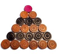 IBLAY Carrom Board Coins and Striker Ensemble professionnel solide en bois à damier avec crête empilable (24 pièces Carrom Board avec couverture/étui + 1 percuteur)