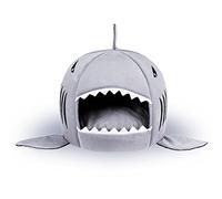 IBLUELOVER 2 en 1 Coussin Canapé Lit pour Chien Chat Niche Nid Chaud de Chien Chat Maison Sac de Couchage en Forme Requin Niche Chien Chiot Intérieur pour Animaux de Compagnie Cadeau Noël