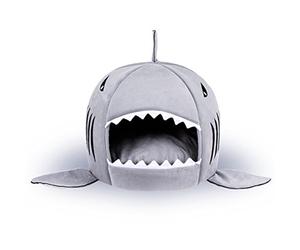 IBLUELOVER 2 en 1 Coussin Canapé Lit pour Chien Chat Niche Nid Chaud de Chien Chat Maison Sac de Couchage en Forme Requin Niche Chien Chiot Intérieur pour Animaux de Compagnie Cadeau Noël