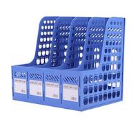 IBLUELOVER 4 Compartiments Boîte de Rangement Bureau Porte-revues Plastique Module de Classement Paniers Etagère Stockage Support Livre Magazine A4 Papier Dossier CD Document Organiseur