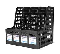 IBLUELOVER 4 Compartiments Boîte de Rangement Bureau Porte-revues Plastique Module de Classement Paniers Etagère Stockage Support Livre Magazine A4 Papier Dossier CD Document Organiseur