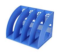 IBLUELOVER 4 Compartiments Porte-revues Support Organiseur de Bureau Papier A4 Dossier CD Magazine Livre Etagère de Rangement Module de Fichier Classeur Document Panier Stockage Boîte de Rangement