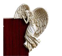 IBLUELOVER Ailes d'ange Ornement de Cadre de Porte Vintage Shabby Décor Interieur Noël Mariages Maison Jardin Statue de Murale Ivoire Sculpture à Angle Droit Objet de Décoration en Résine Artisanat