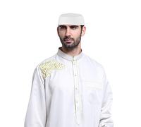 IBLUELOVER Bonnet Musulman Broderie Chapeau Namaz Kufi Coton Casquette Calotte Traditionnel Arabe pour Eid Ramadan Prier Eid Cadeau d'été
