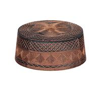 IBLUELOVER Bonnet Musulman Chapeau Islamique Homme Broderie de Prière Namaz Kufi Coton Casquette Calotte Traditionnel Arabe Rond pour Eid Ramadan Prier d'été