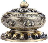 IBLUELOVER Brûle-Encens Forme Lotus Encens Encensoir Vintage Porte-encens Cône Bouddha Autel Brûleur d'Encens en Alliage Bronze Brûleur à Arôme Boîte d'Encens Artisanat Décoration Cadeaux Noël