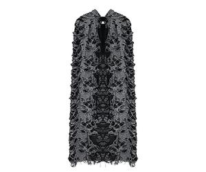 IBLUELOVER Cape à Capuchon Noir Full Length Halloween Manteau Toile d'araignée Cape Déchiré Ragged Robe pour Sorcière Mendiant Cosplay Carnaval Fête Costume Halloween Poncho Déguisement