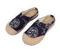 IBLUELOVER Chausson Femmes Hommes Pantoufles d'été Style National Maison Chaussures en Coton Lin Antidérapante Doux Sandales Respirant Slippers Pas Cher pour Piscine Plage Bureau Salle de Bain