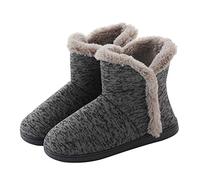 IBLUELOVER Chaussons Thermique en Cachemire Doublure Polaire Pantoufles Intérieur/Extérieur Boots Maison Bureau Chambre Bottes Hiver Chaud Mules Doux Slippers Femme Homme Cadeau Noël 39/40EU