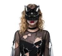 IBLUELOVER Masque de Renard Halloween Noël Fête Masque en Peluche Animal Chat Accessoires Costumes Déguisement Cosplay Masques de Renard Kabuki Demi-Visage Chat Carnaval Bal Party Banquet