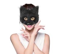 IBLUELOVER Masque de Renard Halloween Noël Fête Masque en Peluche Animal Chat Accessoires Costumes Déguisement Cosplay Masques de Renard Kabuki Demi-Visage Chat Carnaval Bal Party Banquet