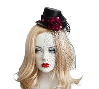 IBLUELOVER Masque Fleur en Dentelle Femme Halloween Demi-Masque Gothique Sexy Noir Voile Vintage Strass Bandeau Accessoire Costume Déguisement Soirée Carnaval Jour des Morts Coiffe Fête Noël