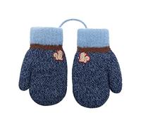 IBLUELOVER Moufles Enfant Bébé Filles Garçons Hiver Gants de Ski en Tricot Couleur Pure Chauds Doublure Polaire Avec Corde Tour du Cou Cadeau Noël 0-2 Ans