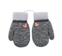 IBLUELOVER Moufles Enfant Bébé Filles Garçons Hiver Gants de Ski en Tricot Couleur Pure Chauds Doublure Polaire Avec Corde Tour du Cou Cadeau Noël 0-2 Ans