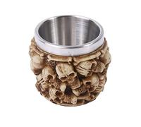 IBLUELOVER Mug 3D Originale Crâne Tête de Mort Tasse en acier inoxydable 100ml Anti-frottement Tasse Bière Café Boisson Humour Chope Cadeau Amusant Idéal Halloween Pub Bar Fête Anniversaire Noël (J)