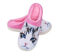 IBLUELOVER Pantoufles en Coton Maison Chaussons Femme Homme Hiver Chaud Douce Mules d'intérieur Amoureux Slippers Originale Motif Chat Chien Antidérapant Chaussures pour Voyage Bureau Ville Noël