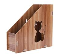 IBLUELOVER Porte-Revues Organiseur de Bureau en Bois Porte Magazine Originale Motif Chat Creux DIY Boîte de Rangement Fichiers Livre Journaux A4 Papier Module de Classement Stockage Document