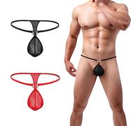 IBLUELOVER String Homme Slips avec Taille Basse sous-Vêtements Sexy et Classique pour Homme Tanga Bikini String Transparent Lingerie pour Cosplay Costume G-String Underwear Thong Coquine