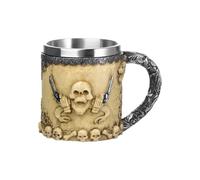 IBLUELOVER Tasse à Halloween Médiéval Mug 3D Originale Crâne Tête de Mort Gobelet Boire en Acier Inoxydable Mug Bière Café Boisson Horreur Chope Cadeau Verre Pub Bar Fête Anniversaire Noël