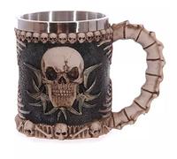 IBLUELOVER Tasse à Halloween Médiéval Mug 3D Originale Crâne Tête de Mort Gobelet Boire en Acier Inoxydable Mug Bière Café Boisson Horreur Chope Cadeau Verre Pub Bar Fête Anniversaire Noël