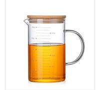 IBLUELOVER Tasse à Mesurer en Verre Borosilicate 500ml/1L Verres de Doseur Transparente Bécher de Gradué avec Couvercle Poignée Pichet Récipient Gobelet Chaleur Micro-Ondes Tasse à Thé Lait Café