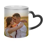 IBLUELOVER Tasse Personnalisée Photo Tasse Magique Change de Couleur Sensible à la Chaleur Mug Impression Personnalisable Cadeau Créatif Tasses à Café Thé Lait avec Cuillère Mug en Porcelaine
