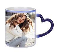 IBLUELOVER Tasse Personnalisée Photo Tasse Magique Change de Couleur Sensible à la Chaleur Mug Impression Personnalisable Cadeau Créatif Tasses à Café Thé Lait avec Cuillère Mug en Porcelaine