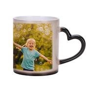 IBLUELOVER Tasse Personnalisée Photo Tasse Magique Change de Couleur Sensible à la Chaleur Mug Impression Personnalisable Cadeau Créatif Tasses à Café Thé Lait avec Cuillère Mug en Porcelaine