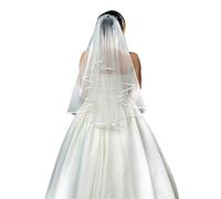 IBLUELOVER Voile de Mariage Deux Niveaux Voile Mariée avec peigne et bordure de satin Blanc Nuptiale Accessoires Mariage Princesse Tulle Grand Gala Cathédrale Cérémonie Photographe