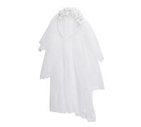 IBLUELOVER Voile de Mariée Enfant Fille Princesse Guirlande de Fleurs Couronne de Fleurs avec Voile en Double Couche Tulle Bandeau de Cheveux Accessoires pour Robe Mariage Festival Partie Communion