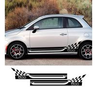 IBLUON 2 pièces autocollants à rayures pour jupe latérale de porte de voiture, décor de carrosserie, Film vinyle, pour accessoires automobiles Fiat 500
