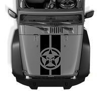 IBLUON Autocollants de décoration de couvercle de moteur, pour Jeep Wrangler JK TJ, autocollant de véhicule militaire en vinyle avec crâne avant de voiture, étoile de l'armée