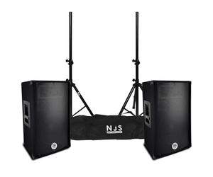 IBM BMS-10 Paire d'enceintes Sono DJ BM Bmsonic BMS-10, Bass Reflex Trapézoïdal à 3 voies 10"/25cm - 2 x 400W, supports pieds et sacoche