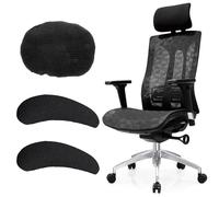 IBMLOMM Housse de Accoudoir pour Chaise de Bureau - Un Ensemble Complet de Protections d'Accoudoir et de Housse de Tête en Polyester Durable (Noir, Paire de Semi-Couvertes)