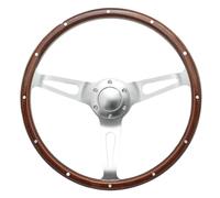 IBNA Volant de Course Volant Universel À Rayons en Aluminium Vintage Rivet Classic Wood 15 Pouces 380 Mm(Bois)