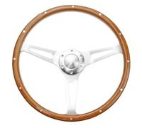 IBNA Volant de Course Volant Universel À Rayons en Aluminium Vintage Rivet Classic Wood 15 Pouces 380 Mm(15inch)