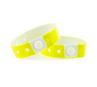 iboo - 100 Bracelets Plastique Vinyle Jaune Fluo pour Évènements Festivals - Idéal pour la sécurité - 25 x 1,6 cm